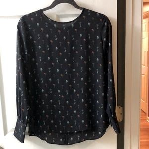 TREE PATTERN!! Ann Taylor long sleeve blouse